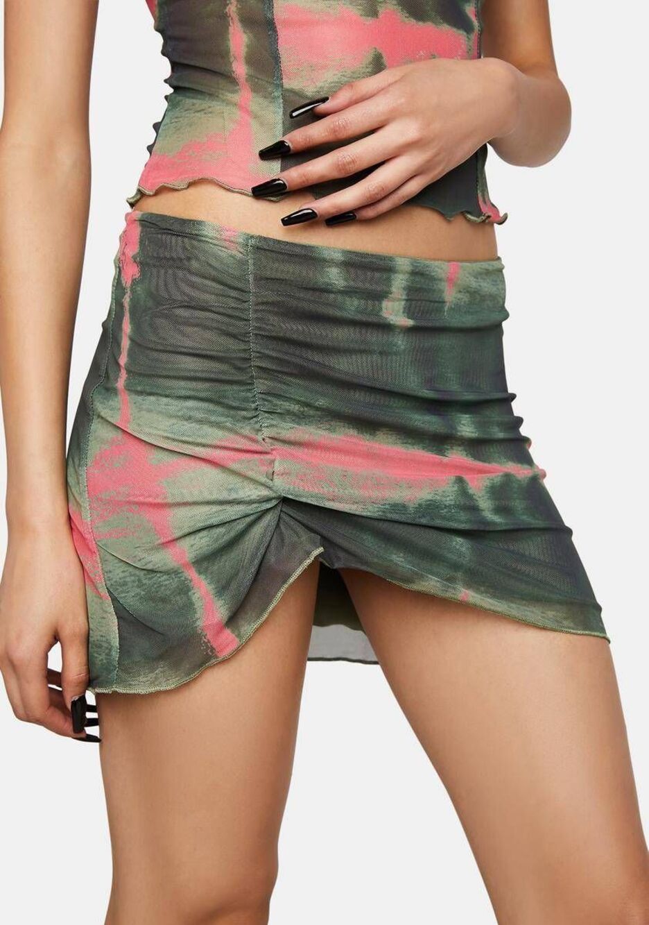 Edikted Lian Mesh Gathered Mini Skirt Fairy Festival Rave Whimsygoth Sexy Club